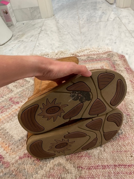 UGG Chestnut Suede Tall Shearling-Lined Boots with zipper back size 7 - Picture 5 of 6